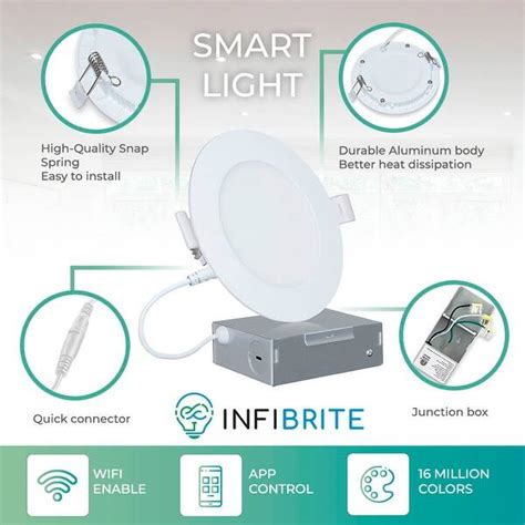 smart recessed lighting with junction box|Infibrite 6 Inch WiFi Smart Ultra.